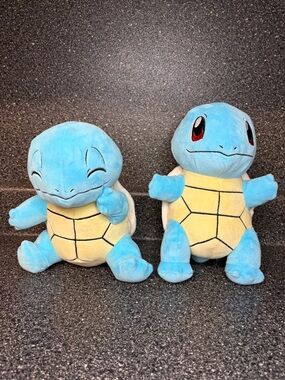 Pokemon Blue Squirtle Plush Pair with Yellow Shells
